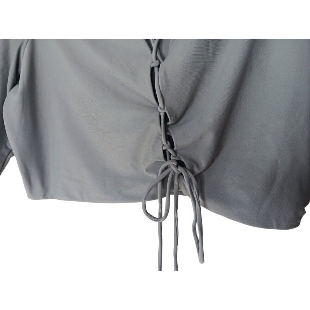 New with Tags Skims Womens Top Long Sleeve Lace Up Cutout Chrome Size 4X - Picture 5 of 9